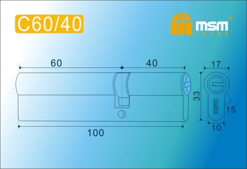 MSM Цилиндр перф. ключ-ключ , C 100 mm (60/40) SN