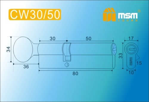 MSM Цилиндр перф. ключ-вертушка , CW 80 mm (30в/50) SN