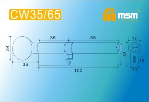 MSM Цилиндр перф. ключ-вертушка , CW 100 mm (35в/65) SN