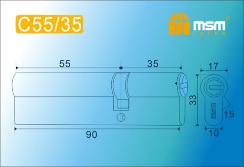 MSM Цилиндр перф. ключ-ключ , C 90 mm (55/35) РВ