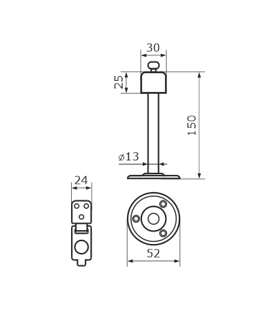 Стопор дверной с фиксатором 150 мм (черный)