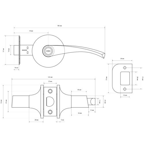 Стандарт  Защёлка 8901 BK AC медь (фиксатор)