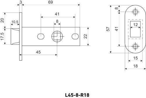 Аллюр  Защёлка АРТ L45-8-PR18 MBN (графит) пластик