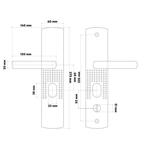 Стандарт  Ручка PH-CT222-R (универсальная) для кит. метал. дверей (правая)
