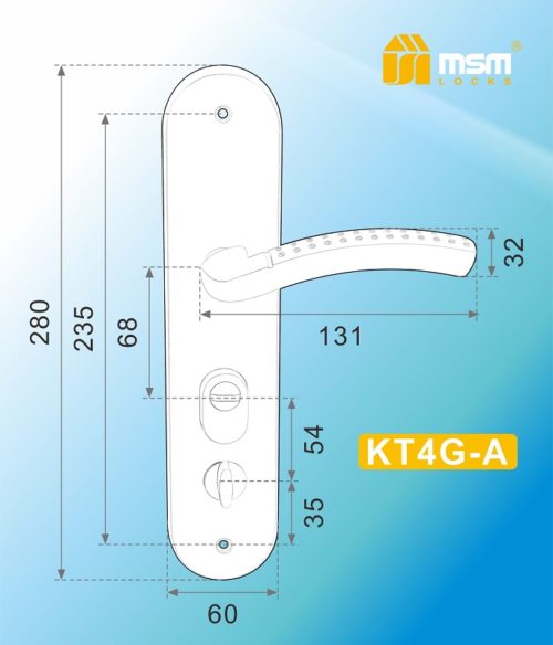 MSM Ручки для китайских дверей (автомат/левая) KT4G-AL SN (матовый никель)