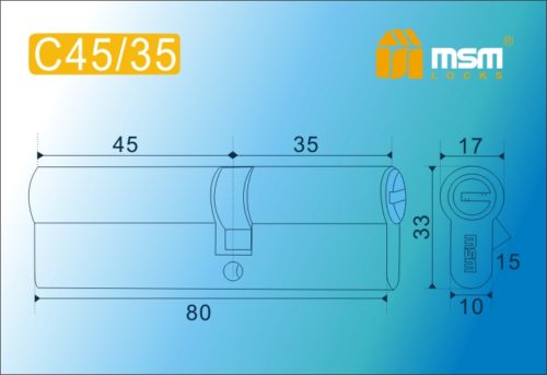 MSM Цилиндр перф. ключ-ключ , C 80 mm (45/35) SN