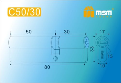 MSM Цилиндр перф. ключ-ключ , C 80 mm (50/30) SN