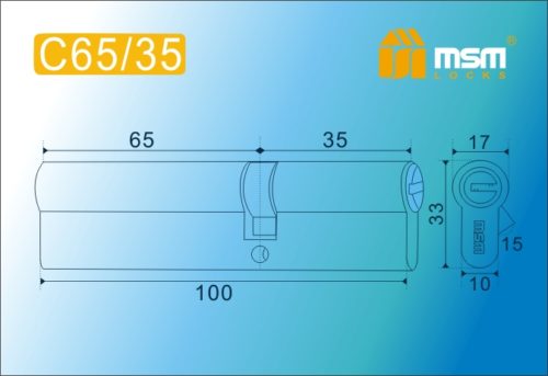 MSM Цилиндр перф. ключ-ключ , C 100 mm (65/35) SN