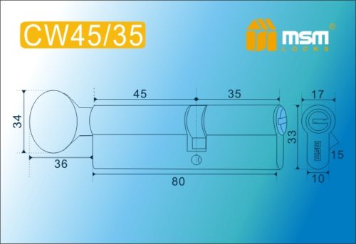 MSM Цилиндр перф. ключ-вертушка , CW 80 mm (45в/35) SN