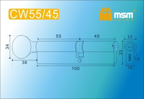 MSM Цилиндр перф. ключ-вертушка , CW 100 mm (55в/45) SN