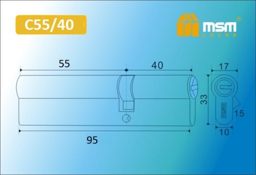 MSM Цилиндр перф. ключ-ключ , C 95 mm (55/40) SN
