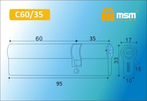 MSM Цилиндр перф. ключ-ключ , C 95 mm (60/35) SN
