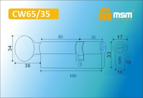 MSM Цилиндр перф. ключ-вертушка , CW 100 mm (65в/35) SN