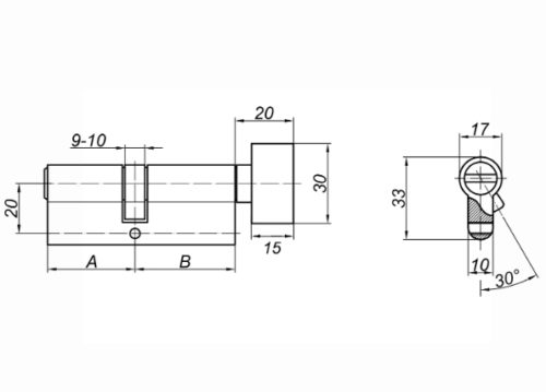 DORMA Цилиндровый механизм CBR-1 60 (30х30В) ключ/вертушка, никель