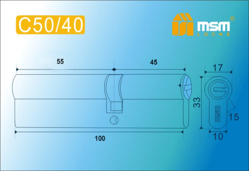 MSM Цилиндр перф. ключ-ключ , C 100 mm (55/45) РВ