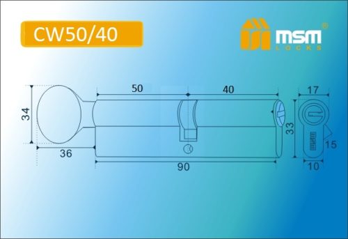 MSM Цилиндр перф. ключ-вертушка , CW 90 mm (50в/40) SN