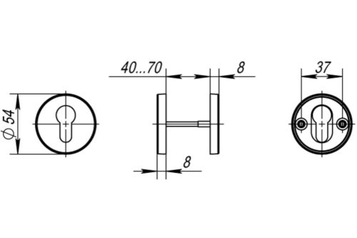 Накладка круглая под цилиндр INOX (2 шт.) (нержавеющая сталь)