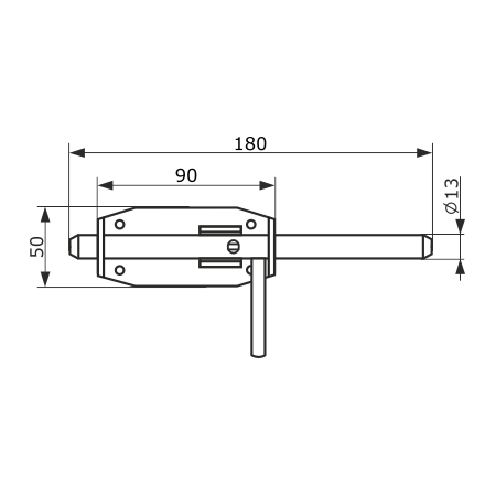 Засов воротный (90) 180 мм (с проушиной) (черный)