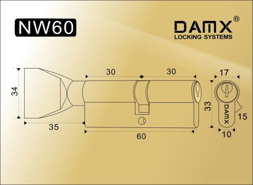 DAMX Цилиндр прос. ключ-вертушка NW 60 mm SN