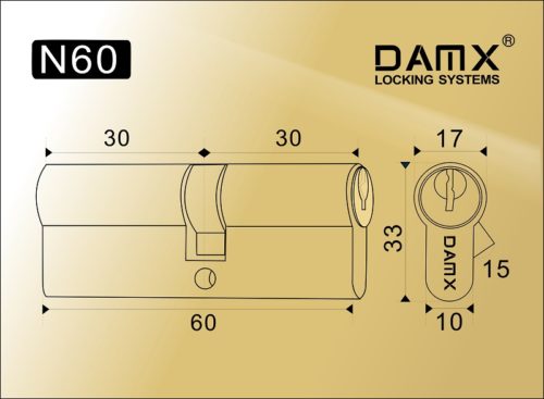 DAMX Цилиндр прос. ключ-ключ N 60 mm SN