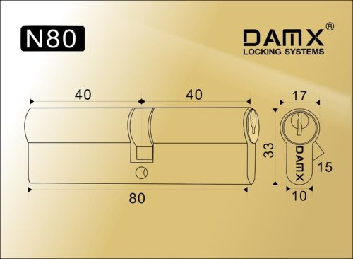DAMX Цилиндр прос. ключ-ключ N 80 mm PB