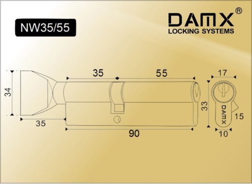 DAMX Цилиндр прос. ключ-вертушка NW 90 mm (35/55) SN