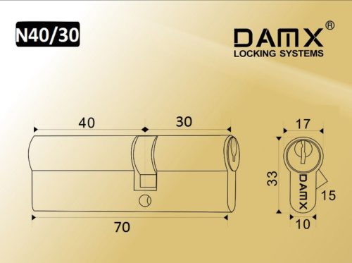 DAMX Цилиндр прос. ключ-ключ N 70 mm (40/30) PB