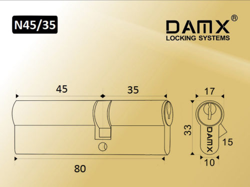 DAMX Цилиндр прос. ключ-ключ N 80 mm (45/35) PB