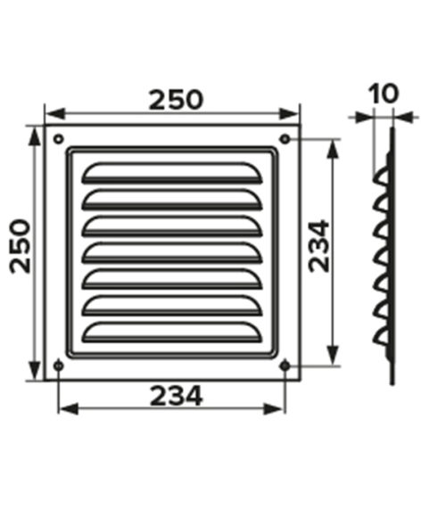 Решетка вент. 250х250 мм (медь)