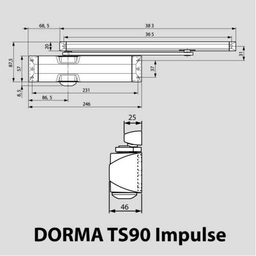Доводчик  DORMA  TS-90 Impulse EN3/4 (до 90 кг) серый