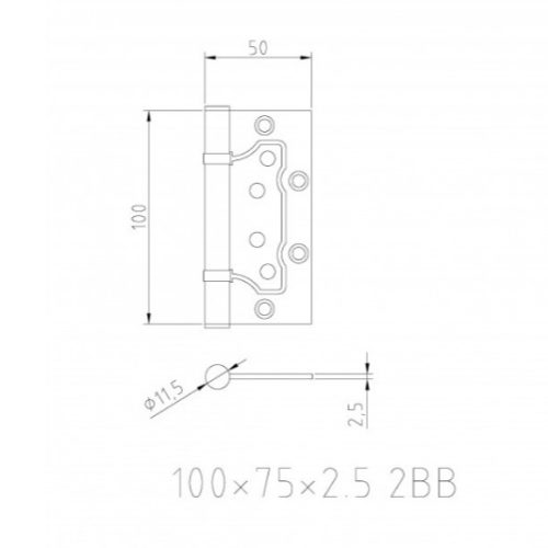 Петля накладная Arsenal 100*75*2,5 2BB BLACK (чёрный)