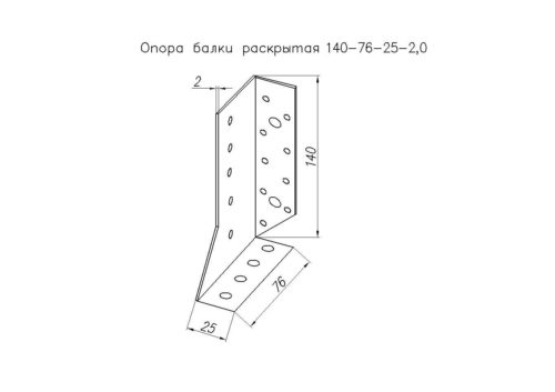 Опора балки 140*76*25*2.0 (цинк) правая