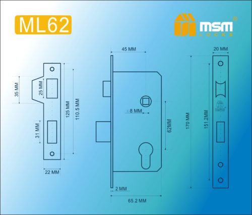 MSM Замок врезной ML62 SN