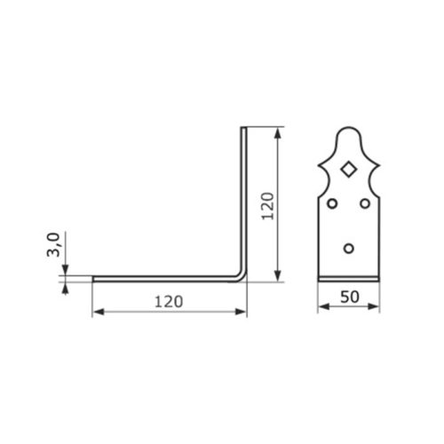 Уголок крепежный 120х120х50 (черный)