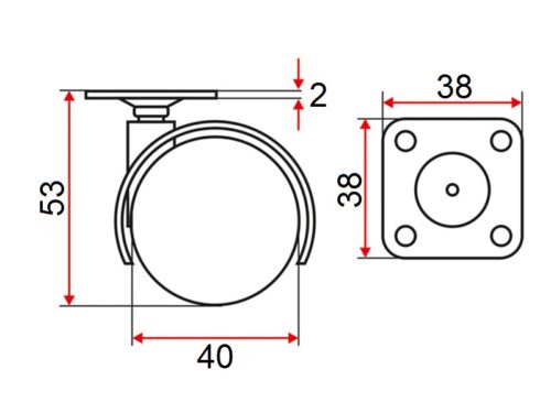 Опора колёсная D40 на площадке