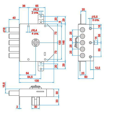 Замок накладной 1.06.51.МА  ГРАНИТ