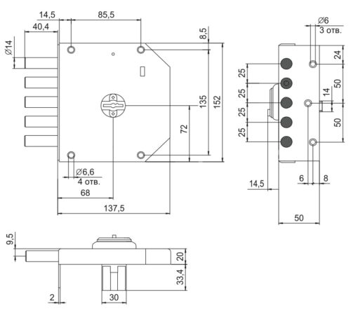Замок накладной 1.05.51.МА  БАЗАЛЬТ