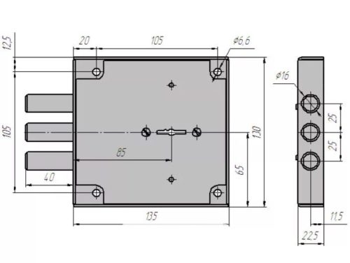 CERBER Замок накладной ЗНУ-М С1-М 116 (полный комплект)
