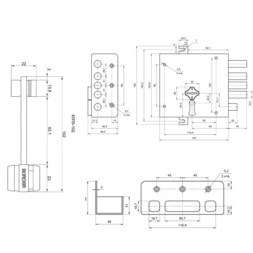 Замок накладной BORDER 86100 К Н-8 Тз г.Рязань