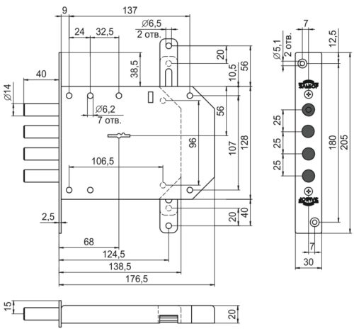 Замок врезной 1.05.01  БАЗАЛЬТ