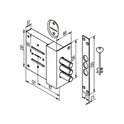 Замок накладной 110.11.003 :1 ZSI (аналог Керберос) н/к центр.ключ