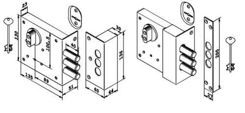 Замок накладной 112.11.033 :1 ZSI (аналог Керберос) н/к ключ/ручка