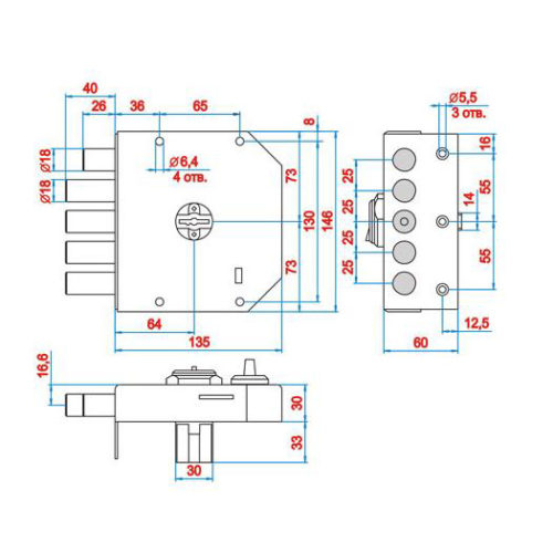 Замок накладной 1.06.61.МА  ГРАНИТ