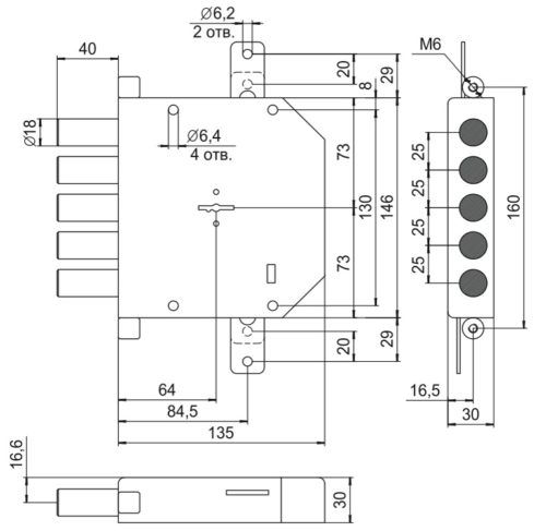 Замок врезной 1.06.12  ГРАНИТ