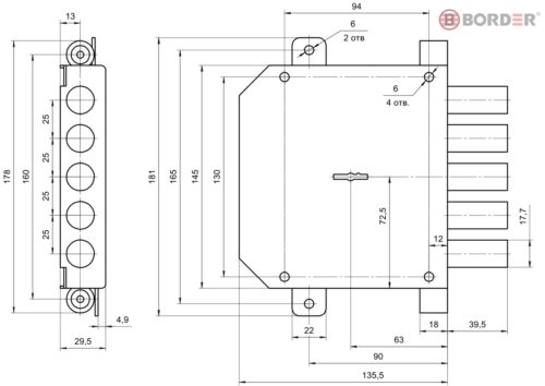 Замок вкладной BORDER 72207 К 8-6 БПТ (правый) г.Рязань