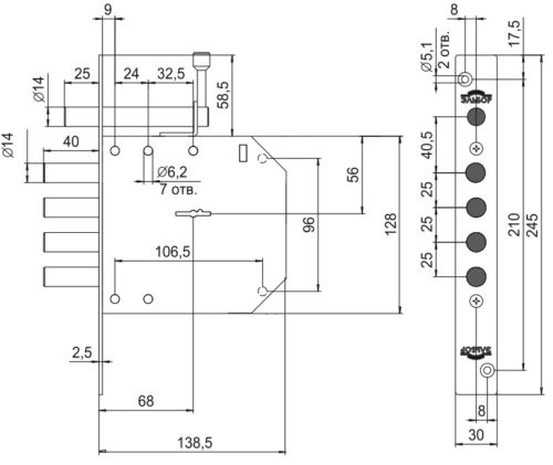 Замок врезной 1.05.02  БАЗАЛЬТ