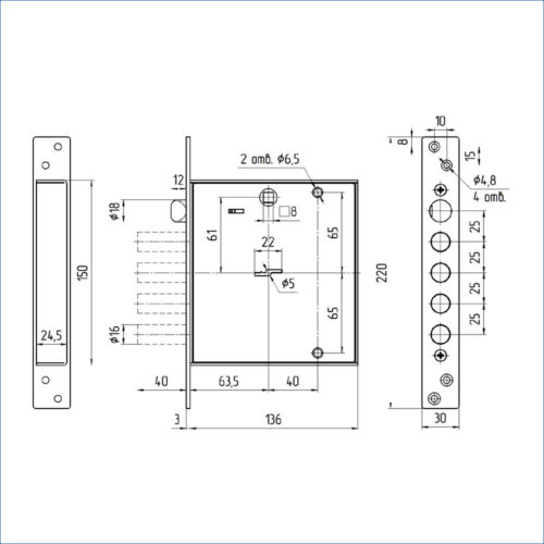 Замок врезной ЗВ9 143.0.0 (без тяг)  Меттэм