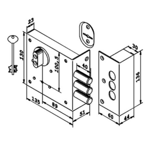 Замок накладной 112.11.003 ZSI (аналог Керберос)  п/к ключ/ручка