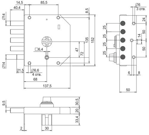 Замок накладной 1.05.61.МА  БАЗАЛЬТ