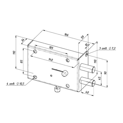Замок накладной ЗГС-4 (3 ключа)  Сенат  полн.комп.